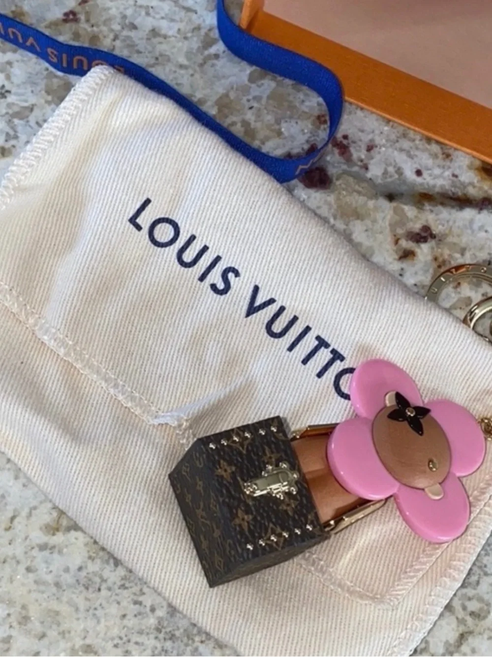 Louis Vuitton Pink Flower Mini Bag Charm Key Holder